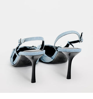Pointed toe thin strap high heel mules