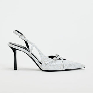 Pointed toe thin strap high heel mules