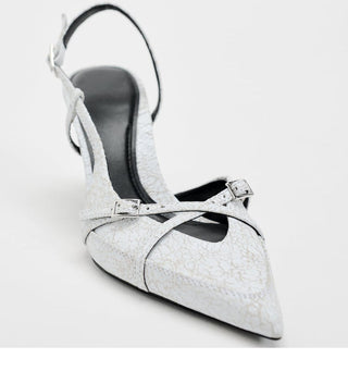 Pointed toe thin strap high heel mules