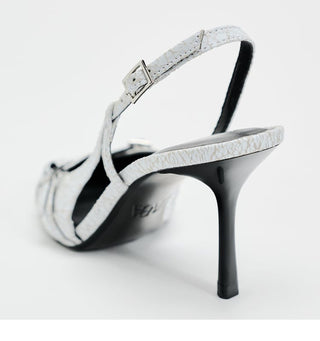 Pointed toe thin strap high heel mules