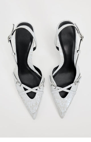 Pointed toe thin strap high heel mules