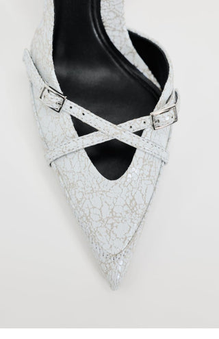 Pointed toe thin strap high heel mules