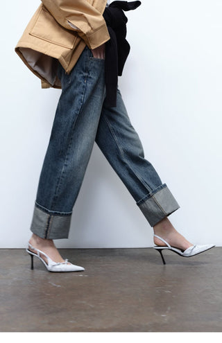 Pointed toe thin strap high heel mules