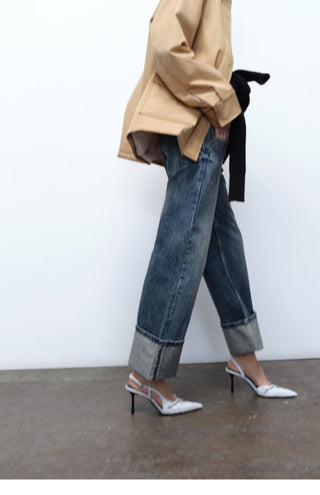 Pointed toe thin strap high heel mules
