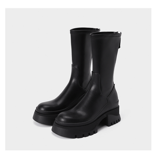 Leather Korean platform boots