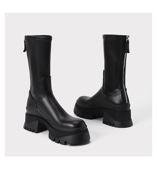 Leather Korean platform boots