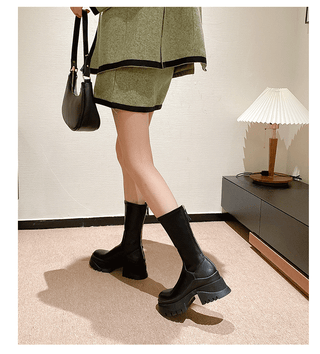 Leather Korean platform boots