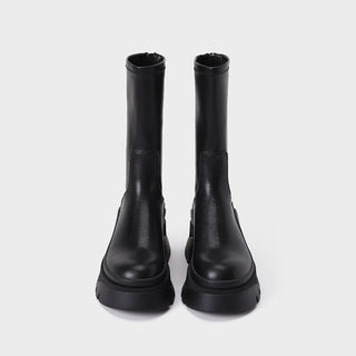 Leather Korean platform boots