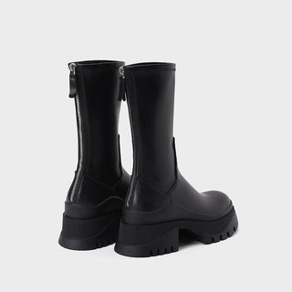 Leather Korean platform boots