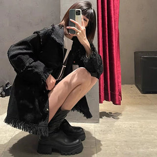 Leather Korean platform boots