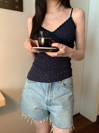 small floral ribbon V neck Top