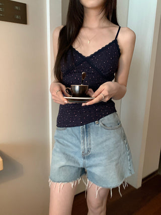 small floral ribbon V neck Top