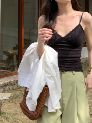 Lace V neck with small vests inside