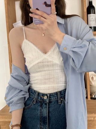 Lace V neck with small vests inside