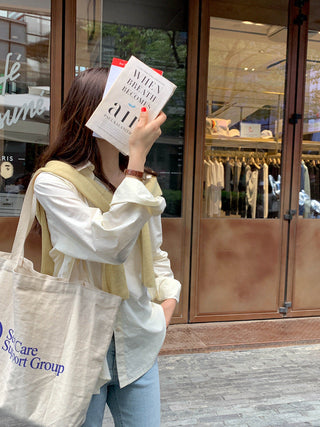 Solid Korean lapel loose long sleeved shirt