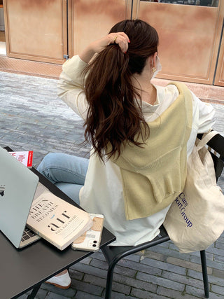 Solid Korean lapel loose long sleeved shirt