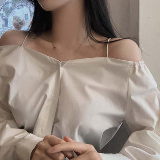 Off Shoulder Skew Collar Shirt