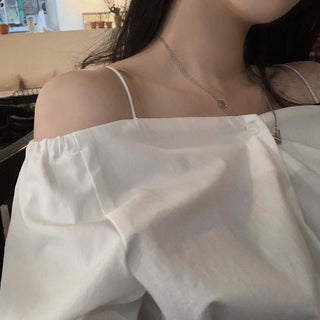 Off Shoulder Skew Collar Shirt
