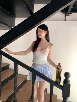 V neck lace small floral top