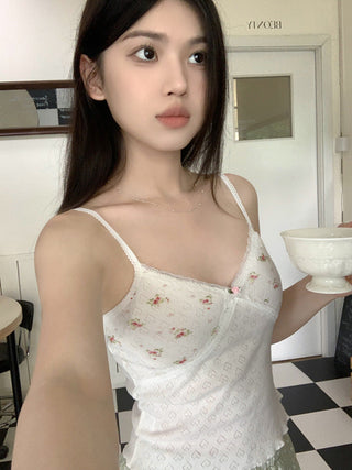 V neck lace small floral top