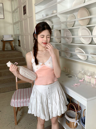 V neck lace small floral top