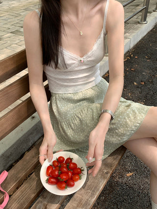 V neck lace small floral top