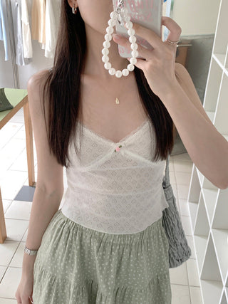 V neck lace small floral top