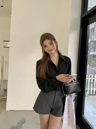 Korean Black long sleeved shirt