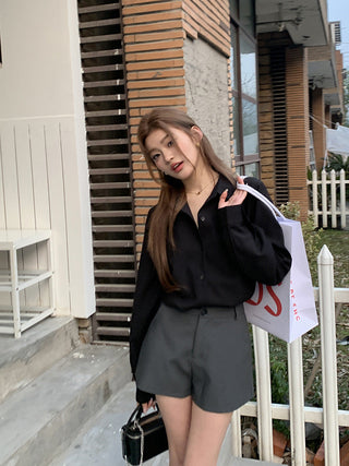 Korean Black long sleeved shirt