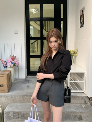 Korean Black long sleeved shirt