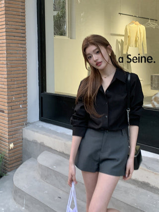 Korean Black long sleeved shirt