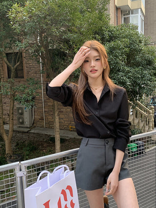 Korean Black long sleeved shirt