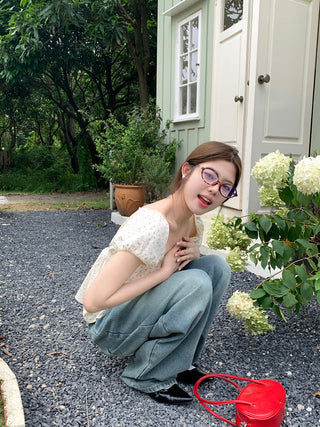Flower Short sleeved short top