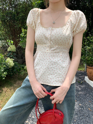 Flower Short sleeved short top