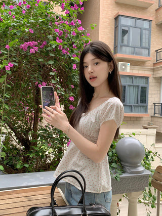 Flower Short sleeved short top