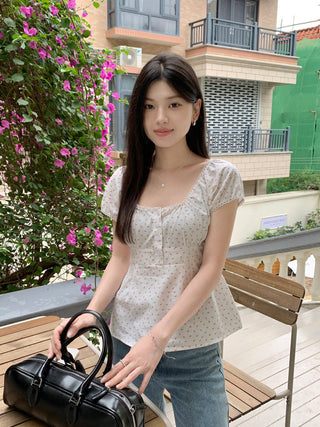 Flower Short sleeved short top