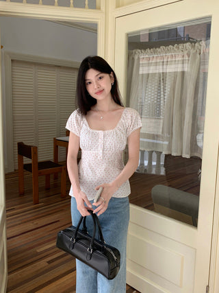 Flower Short sleeved short top