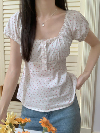 Flower Short sleeved short top