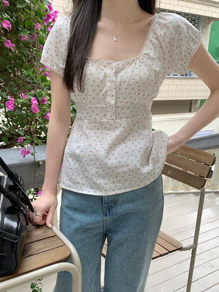 Flower Short sleeved short top