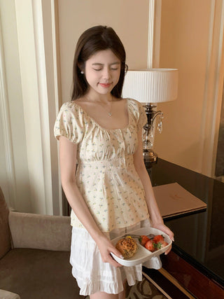 Flower Short sleeved short top