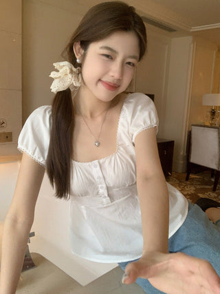 Flower Short sleeved short top