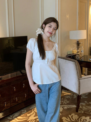 Flower Short sleeved short top