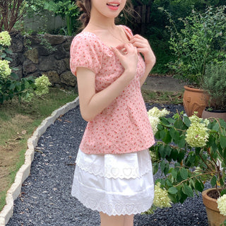 Flower Short sleeved short top