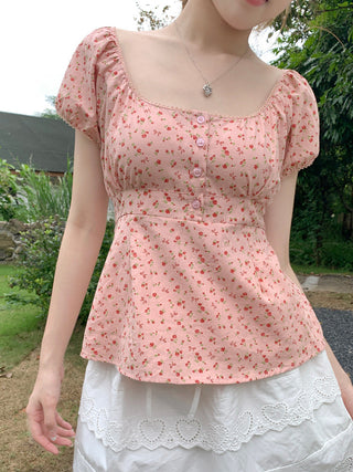 Flower Short sleeved short top