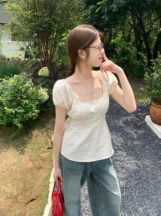 Flower Short sleeved short top