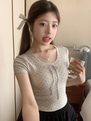 Circles Bow  Short sleeved top