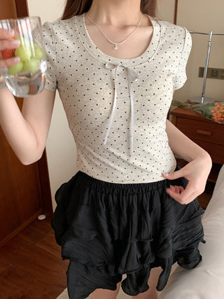 Circles Bow  Short sleeved top