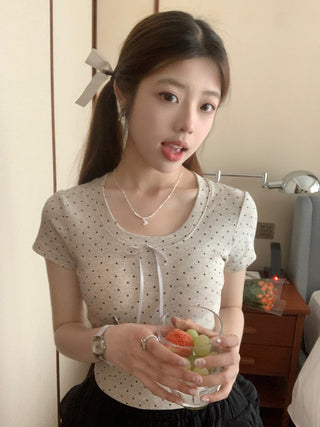 Circles Bow  Short sleeved top