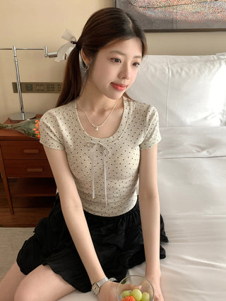 Circles Bow  Short sleeved top