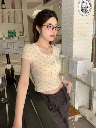 Circles Bow  Short sleeved top